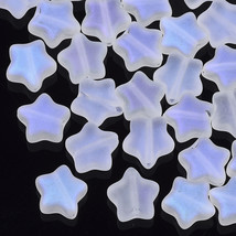 10 Glass Star Beads Frosted Clear Rainbow AB Celestial Jewelry Supplies 8mm  - £4.93 GBP