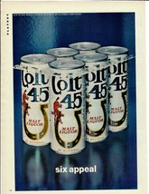 1972 Colt 45 Vintage Print Ad Six Appeal Six Pack Of Beer Malt Liquor - £11.64 GBP