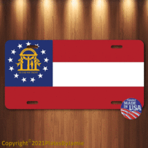 Georgia State Flag License Plate Tag Vanity Front Aluminum 6 Inch By 12 Inch - £15.41 GBP