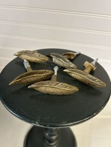 Lot 5 drawer knobs pulls leaf feather shape - $23.76