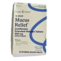 12 Hour Mucus Relief ER Extended-Release Tablets, 600 mg, 40 Count Expec... - £8.51 GBP