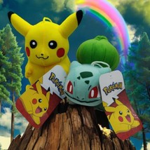 New Pokemon Pikachu &amp; Bulbasaur Toy Plush Stuffed Animal Plushie New Bundle - £18.30 GBP