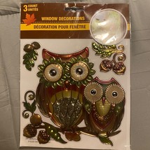 Window Decoration 3 count Owl fall Leaves Home Decor - £3.88 GBP
