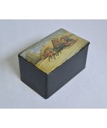 Russian 19C antique handpainted lacquer box humidor casket tea caddy Troyka - £149.41 GBP