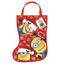 Despicable Me Minions Christmas Stocking Shaped Tote Bag 13&quot; x 9.5&quot; - £3.01 GBP