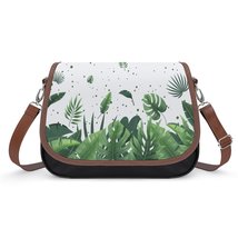 Mondxflaur Tropical Palm Leaf Messenger Bag for Women PU Leather Crossbody Bag - £21.57 GBP