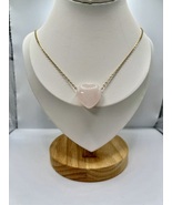 Rose Quartz Heart Gold Chain Necklace - $19.99