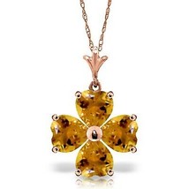 3.8 Carat 14K Solid Rose Gold Flower Heart Cluster Citrine Necklace 14&quot;-24&quot; - £370.74 GBP