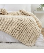 Yaapsu Chunky Knit Blanket Throw 51X63, Chenille Throw Blankets, Chunky,... - £50.81 GBP