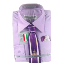 Daniel Ellissa Boys Lavender Dress Shirt Lavender Gold Cream Tie Hanky S... - £19.75 GBP