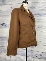 Kim Rogers Signature 2 Button Linen Jacket Womens 12 Lapel Long Sleeve Pockets - £14.12 GBP