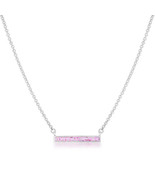 Hot Silver Plated Pink Opal Bar Necklace - £21.63 GBP