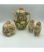 TILSO Japan Hand Painted Fruit Tea Coffee Pot Sugar Cruets Vintage MCM - £45.61 GBP