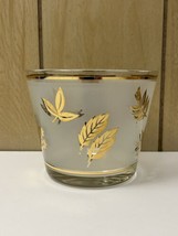 Vintage MCM Libby Frosted Glass Ice Bucket Gold Leaves Retro Barware 4.7... - $9.89