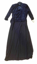Alex Evenings Navy Blue Long Sleeve Long Evening Gown/Dress Size 16 NWT - £55.93 GBP