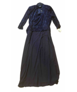 Alex Evenings Navy Blue Long Sleeve Long Evening Gown/Dress Size 16 NWT - $95.92 CAD