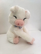 White Pig Plush Stuffed Animal Closed Eyes Snap Button Hands Long Hugging Arms - £20.69 GBP