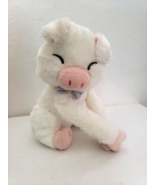 White Pig Plush Stuffed Animal Closed Eyes Snap Button Hands Long Huggin... - £21.00 GBP
