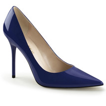 SALE PLEASER Sexy Navy Blue Pointed Toe Pumps 4&quot; High Heels Stilettos Shoes 9 - £31.93 GBP