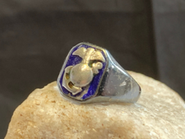 Antique Sterling Silver Enamel Early Marines Ring 5.81g Fine Jewelry Sz ... - £196.57 GBP