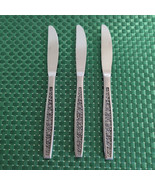 3 GRANADA ROSE Dinner Knives Floral Textured Stainless Japan Flatware Ro... - $11.99
