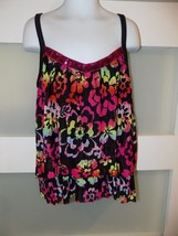 Justice Black Floral Print Lined Tank Top Size 12 Girl&#39;s EUC - £14.46 GBP