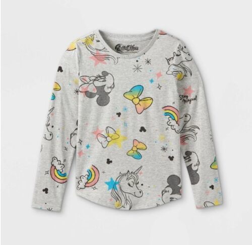 Disney Minnie Mouse Girls Long Sleeve Gray  Graphic Tee Shirt size 4/5 ,6/6X,7/8 - $11.19