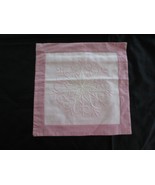 Handmade DELICATE PINK Embroidered PILLOW COVER w/Closure - 13&quot; x 13&quot; - £8.88 GBP