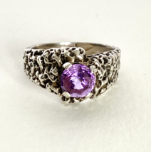 Don Dietz Handmade Amethyst 6mm Gemstone Cast Sterling Silver Ring Size 5.75 - £111.37 GBP