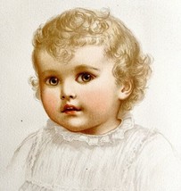 Adorable Baby Lithograph 1888 Victorian Art Print Ida Waugh Ideal Heads #3 LGBIN - £54.85 GBP