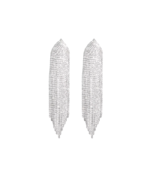 AMERIANDA Large Long Clear Fine Rhinestone Silver Dangle Drop Earrings - $75.00