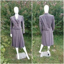 Vintage 80s does 50s  Donny Brook Woolen brown Flecked pleat Skirt Suit ... - $58.41