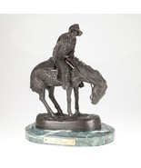 Frederic Remington &quot;Norther&quot; Bronze Statue on Green Marble Base 11&quot; Nice - $570.41 CAD