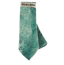 Stacy Adams Men&#39;s Tie Hanky Set Turquoise Charcoal Silver Paisley 3.25&quot; Wide - £15.97 GBP