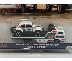 Hot Wheels Premium Volkswagen Baja Bug with Wide Open Team Transport #23 GJT44 image 2