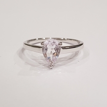 1 ct Natural pale Amethyst pear 925 sterling silver ring - £16.73 GBP