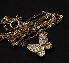 14ct Solid Gold Butterfly Fold Charm Necklace, 14K Au585, hanging, sparkle, gift - £166.54 GBP