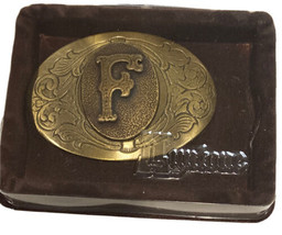 Two-Toned Initial Letter &quot;F&quot; Cowboy Rodeo Western Lyntone Metal Belt Buckle - $14.45