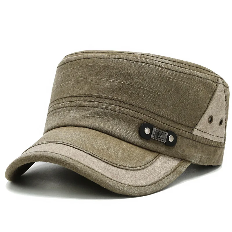 NORTH Solid Flat Top  Hats All Cotton Vintage Army Baseball Cap For Men Women Sn - £93.94 GBP