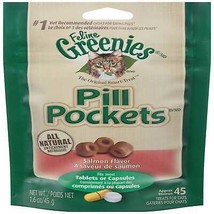 Greenies Feline Pill Pockets Cat Treats Salmon 1ea/1.6 oz, 45 ct - £9.43 GBP