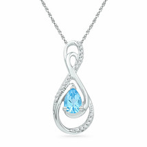 10kt White Gold Womens Oval Lab-Created Blue Topaz Solitaire Pendant 3/4 Cttw - £240.73 GBP