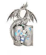 Silver Bone Dragon on LED Escaping Skull Book 71974 Resin 8&quot; H Halloween - $736.46 MXN