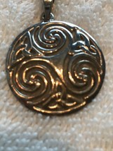 Vintage 2 tone necklace pendant round swirl filigree cutout 925 silver 1... - $63.35