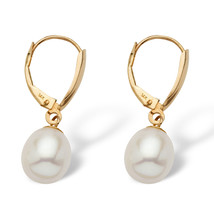 PalmBeach Jewelry Cultured Freshwater Pearl Drop Earrings 14k Yellow Gold - £118.26 GBP