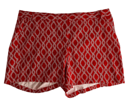 NWT Crown &amp; Ivy Curvy Caroline Red and White Chain Flat Front Shorts Size 24W - £26.11 GBP