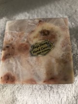 Vintage Hand Carved Onyx Stone 2” Square Paperweight Colorful Browns Chi... - $28.04