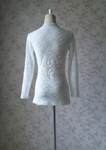 White Long Sleeve Lace Tops Bridesmaid Floral Wrap Custom Plus Size Lace Tops image 6