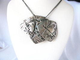 Triple Stack Dragonfly Shield Polymer Clay chain Necklace casual Fashion Jewelry - £20.04 GBP