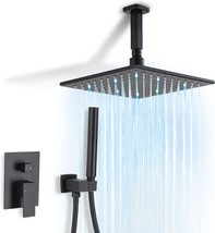 Bangpu Shower System Set Bathroom Ceiling Mount 10 Inch High, Matte Black - £174.85 GBP