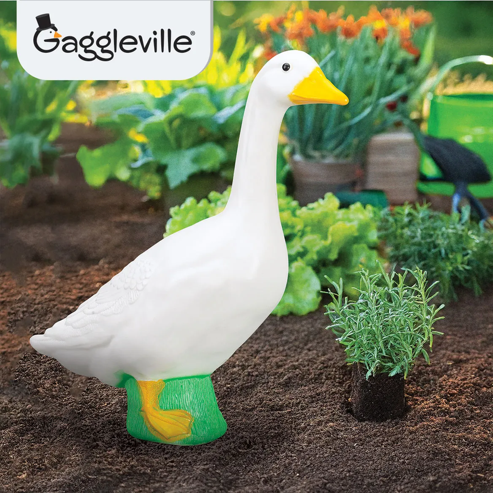 Large White 23&quot;H Dress Up Goose Garden Statue Indoor Outdoor Yard Decor - $34.48